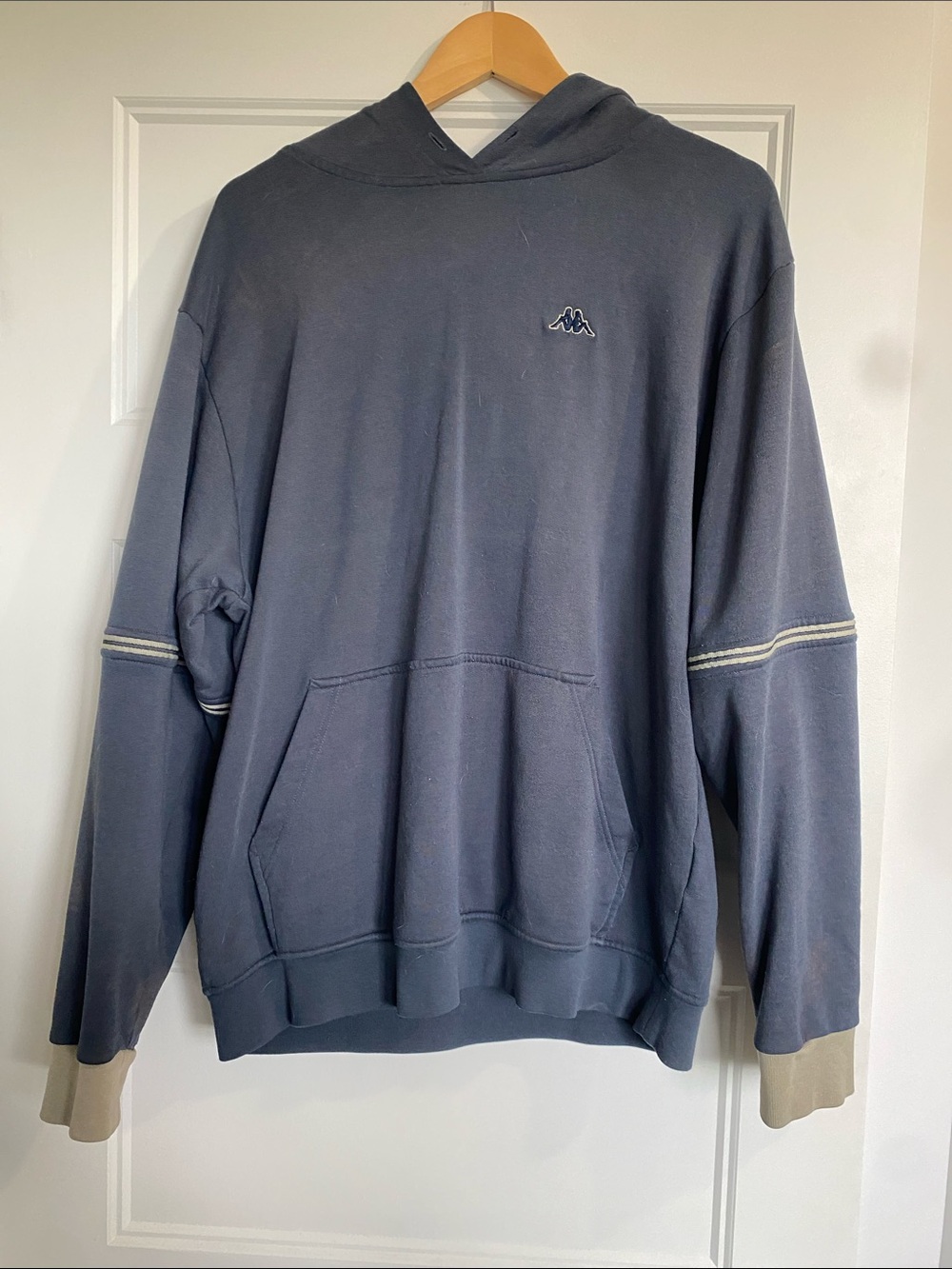 Kappa Blue Hooded Pullover with Cream Cuff Accents